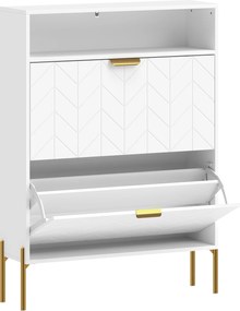 HOMCOM Dulap pentru pantofi 16 perechi, dulap îngust cu 2 sertare rabatabile, compartiment deschis, alb | Aosom Romania