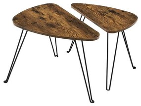 Set de 2 măsuțe laterale ELDUR, maro/negru