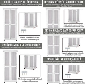 Outsunny Magazie Unelte Lemn Brad 3 Niveluri, Acoperiș Bitum Impermeabil, Cu Cârlige, 77x58x175cm, Gri | Aosom Romania