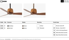 Ventilator aplicat tavan smart sistem TUYA si telecomanda WEAVER M gold/walnut