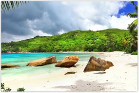 Tablou - Seychelles, plaja Takamaka (90x60 cm)