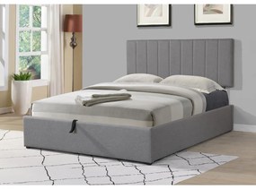 PAT TAPITAT TEXTIL CU SOMIERA SI TABLIE CU INALTIME REGLABILA INCLUSA CLOUDY,180X200X35 (180X200) CM,LADA DEPOZITARE,SISTEM CU PISTON,CULOARE GRI,CADRU LEMN DE PIN/PLYWOOD/METAL