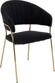 Scaun de sufragerie de design, material Velvet negru/gold crom auriu, DASMIN TIP 1