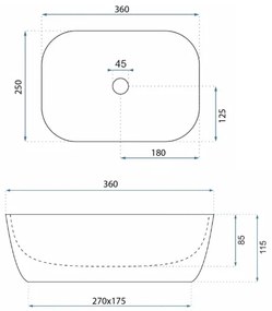 REA-U4700 - Lavoar BELINDA pentru blat 25x36 cm, ceramică, bej, imitație de piatră