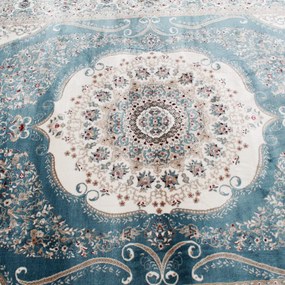 Covor clasic albastru Isfahan 200x300 covor poliester mecanic pentru living sau dormitor