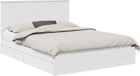 vidaXL Pat cu storage cu headboard Alb 150 x 200 cm Lemn compozit