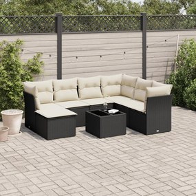 3217996 vidaXL Set mobilier de grădină cu perne, 8 piese, negru, poliratan