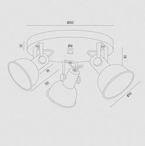 Plafoniera cu 3 spoturi directionabile design modern Lenora rosu