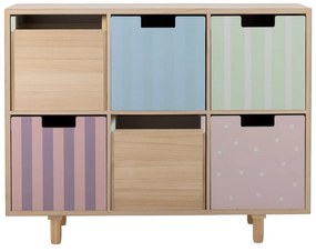 Comodă de copii în culoare naturală joasă din lemn de paulownia 25,5x88,5 cm Calle – Bloomingville Mini