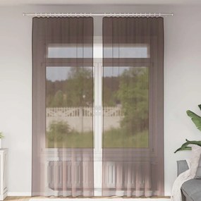 vidaXL Perdele Voile cu buzunare pentru bare 2 buc Maro