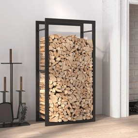 Suport pentru lemne de foc, negru mat, 50x28x94 cm otel
