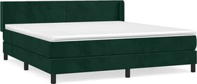 vidaXL Pat box spring cu saltea, verde închis, 180x200 cm, catifea