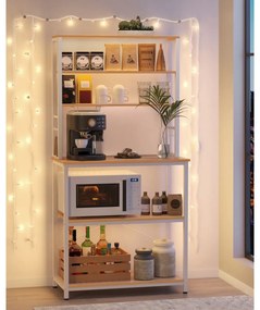 Raft de bucatarie LORANO 167x80 cm, alb / decor stejar