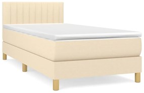 3140750 vidaXL Pat box spring cu saltea, crem, 90x200 cm, textil