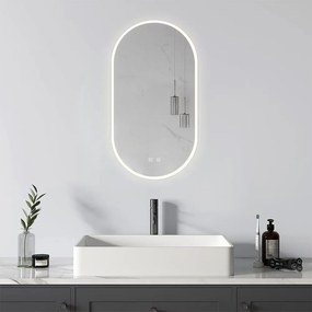 Oglindă baie, Multifuncțională, Iluminare LED Touch, Intensitate reglabila, Sistem Dezaburire, 45x80 cm