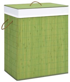 vidaXL Coș de rufe din bambus, verde, 100 l
