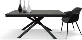 Masa Tiglio, blat extensibil pal laminat, picior metalic - BLAT OTEL OXIDAT, PICIOR GRI ANTRACIT - 120 CM / 80 CM