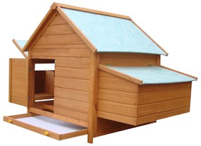 PawHut Coteț pentru Găini de Grădină din lemn de Brad, lemn verde, 160x98.5x107cm | Aosom Romania