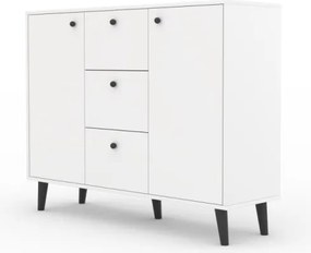 Comodă cu doua usi si trei sertare, 120x35x93 cm, BESA, ADRK Furniture (Culoare: Alb / Beech)