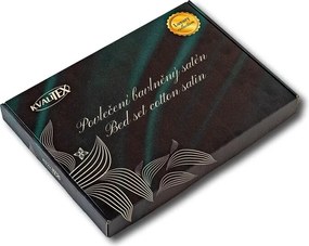 Lenjerie de pat din satin Kvalitex LuxuryCollection, verde/crem 140 x 200 cm, 70 x 90 cm