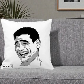 Perna Decorativa Yao Ming Meme, 40x40 cm, Alba Mata, Husa Detasabila, Perna Inclusa, BEKZ®