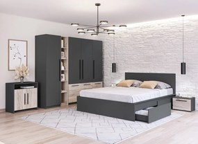 Set Mobilier Dormitor Complet Gri Novo - Configuratia 3