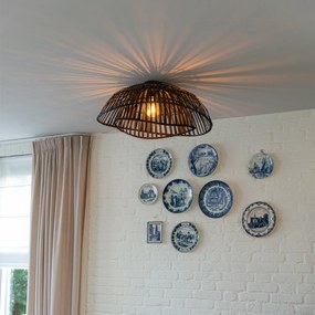 Plafoniera orientala din bambus negru 62 cm - Pua