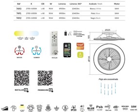 Lustra LED Smart cu Ventilator si telecomanda ALISIO XL argintiu