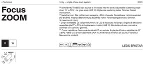 Spot LED diambil, accesoriu pentru sinele monofazate Unity, Focus Zoom alb 4000K