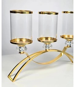 Suport de lumânare GLAMOUR auriu/transparent