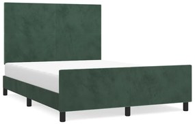3125632 vidaXL Cadru de pat cu tăblie, verde închis, 140x190 cm, catifea