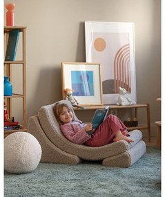 Fotoliu de copii maro deschis cu tapițerie din țesătură bouclé Moon – Wigiwama