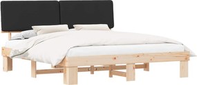 vidaXL Cadru de pat cu tăblie tapițată cu headboard Negru 180 x 200 cm