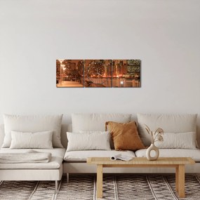 Tablou - Noaptea orașului (cu ceas) (90x30 cm)
