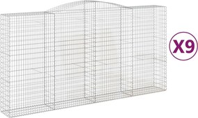 vidaXL Coșuri gabion arcuite, 9 buc 400x50x200/220 cm, fier galvanizat