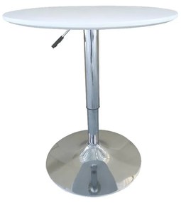 Masa bar, 60x60x70-91 cm, culoare alb, picior metalic cromat, blat MDF