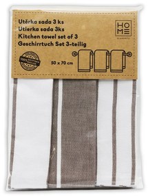 Șervet de bucătărie din bumbac egiptean Dungi bej, 50 x 70 cm, set 3 buc.