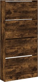 vidaXL Pantofar cu 4 sertare rabatabile, stejar fumuriu, 80x21x163,5cm