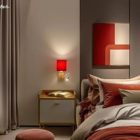 Lampă LED de perete Brilagi NUBILA WOOD 1xE27/25W/230V + LED/3W stejar/roșu