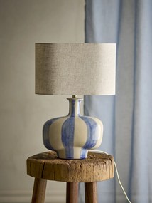Lampă de masă din ceramică artizanală, multicolor, pictată manual cu dungi verticale și abajur din in, 33x19x46 cm, „Alida"