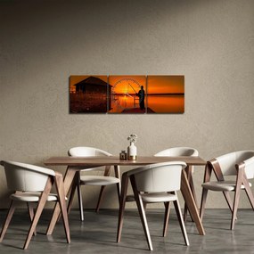 Tablou cu pescar (cu ceas) (90x30 cm)