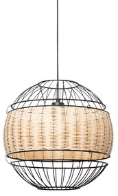 Lampă suspendată orientală neagră cu ratan 38 cm - Emir
