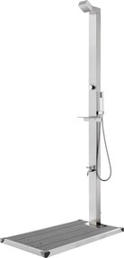 vidaXL Duș de grădină cu bază gri, 225 cm, oțel inoxidabil