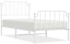 373946 vidaXL Cadru de pat metalic cu tăblie de cap/picioare , alb, 90x190 cm