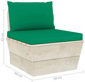 Canapea gradina 4 locuri din paleti, cu perne, lemn de molid Verde, 4 locuri, 1