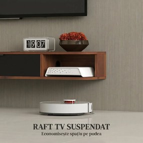 HOMCOM Mobilier TV Suspendat, Suport TV Până la 50" cu Sertar Rabatabil, 2 Rafturi Deschise și Orificiu pentru Cabluri, Mobilier pentru Televizor pentru Sufragerie, Dormitor și Sală de Stat, 120x24x16 cm, Nuc | Aosom Romania