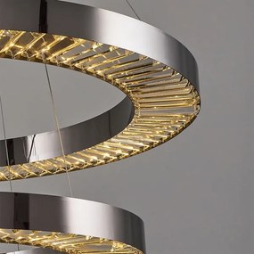 Lustră LED suspendată pe cablu JESI, 140W, 230V, 3000K, Ø 100 cm, argintie