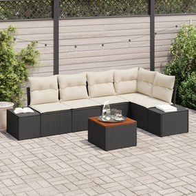 vidaXL Set Sofa Grădină 6 pcs Negru, alb Ratan și poliester