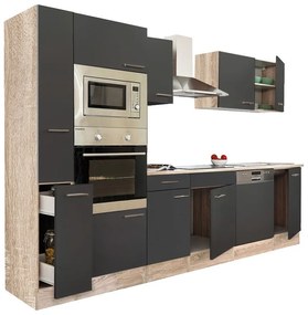 Mobilă de bucătărie Yorki 310, corp din stejar sonoma, cu față antracit satinat