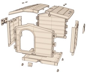 Doghouse Bungalow bej, 89 x 75 x 62 cm